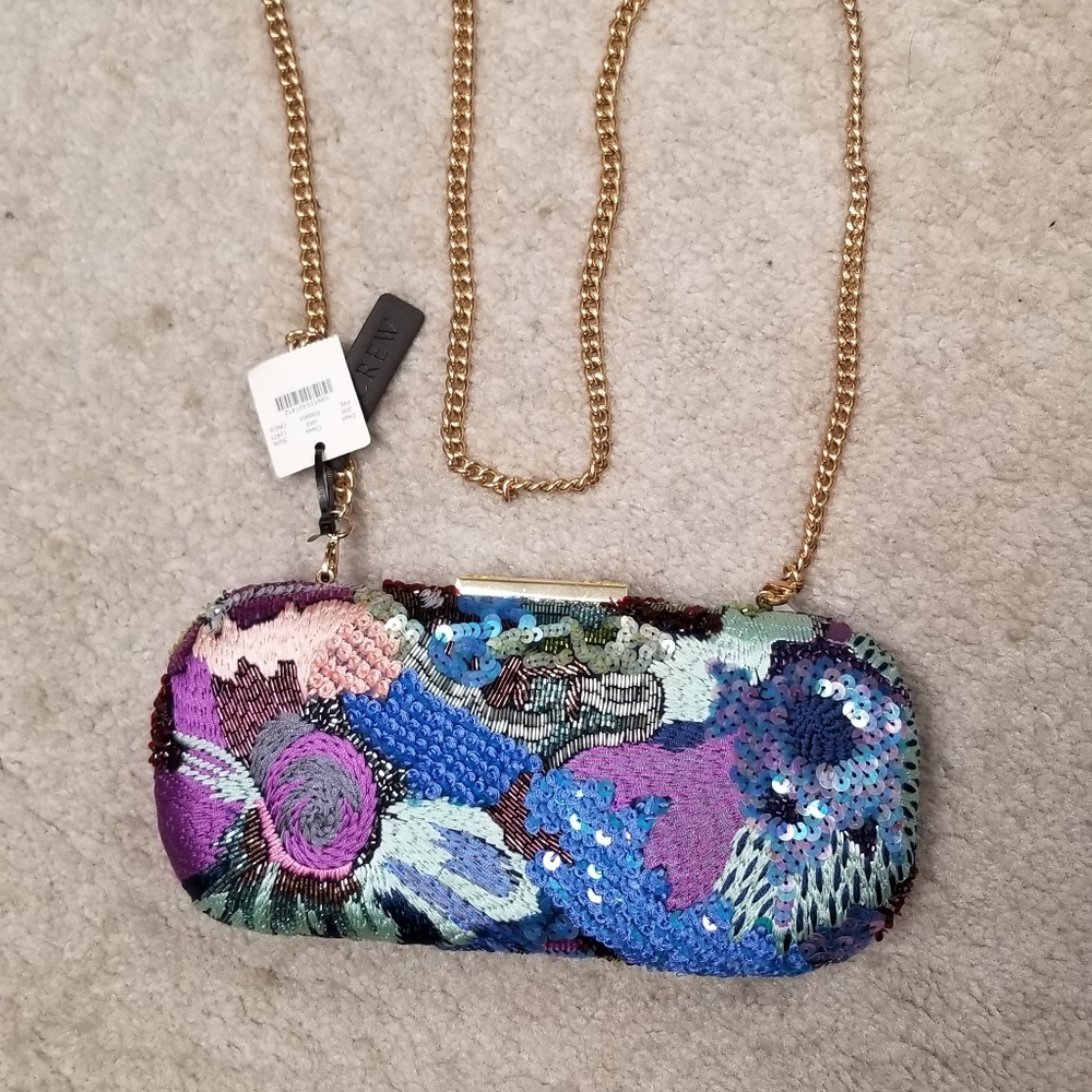 J Crew embroidered/sequenced clutch bag